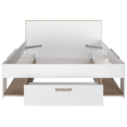 Cama de casal DREAM - branco e carvalho Cama de casal DREAM - branco e carvalho