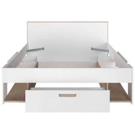 Cama de casal DREAM - branco e carvalho Cama de casal DREAM - branco e carvalho