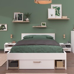 Cama de casal DREAM - branco e carvalho Cama de casal DREAM - branco e carvalho
