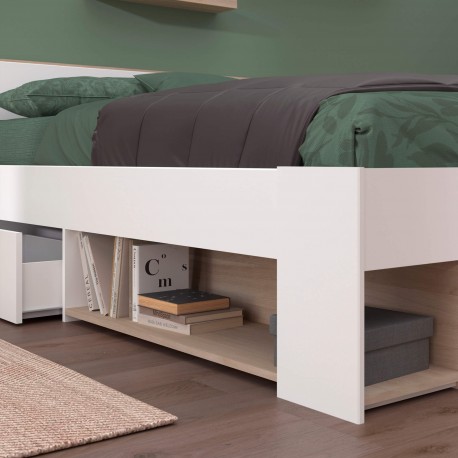 Cama de casal DREAM - branco e carvalho Cama de casal DREAM - branco e carvalho
