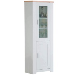 Vitrine FLORENÇA com 1 porta - Branco e Carvalho