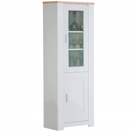 Vitrine FLORENÇA com 1 porta - Branco e Carvalho Vitrine FLORENÇA com 1 porta - Branco e Carvalho