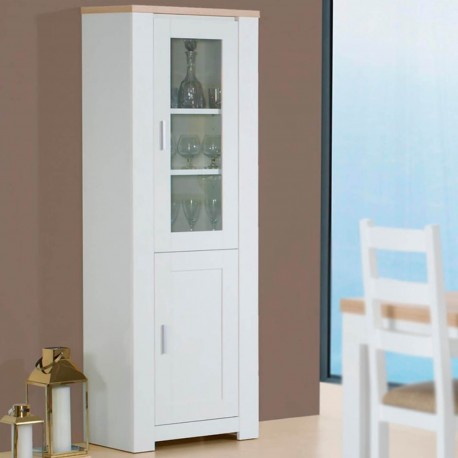 Vitrine FLORENÇA com 1 porta - Branco e Carvalho - Branco e Carvalho Vitrine FLORENÇA com 1 porta - Branco e Carvalho - Branco e Carvalho
