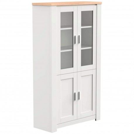 Vitrine FLORENÇA com 2 portas - branco e carvalho