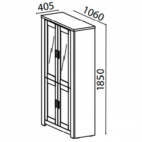 Vitrine FLORENÇA com 2 portas - branco e carvalho