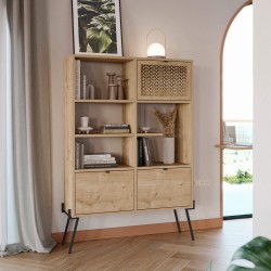 Estante EVAN com 3 portas - Carvalho e Preto Estante EVAN com 3 portas - Carvalho e Preto