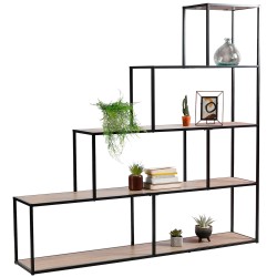 Estante COLORADO em escada (160cm) - preto e carvalho