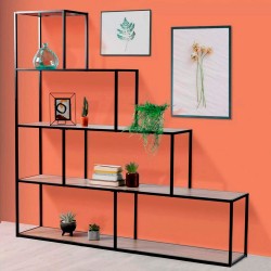 Estante COLORADO em escada (160cm) - preto e carvalho