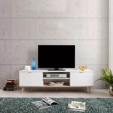 Móvel TV GOTEBORG - branco e carvalho