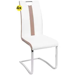 NATALIA II Chair set of 4 (White and Taupe) - Chair Packs