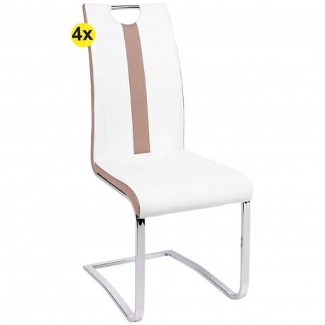 NATALIA II Chair set of 4 (White and Taupe) - Chair Packs