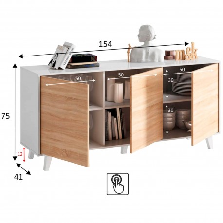 Aparador ZIKO - branco e carvalho