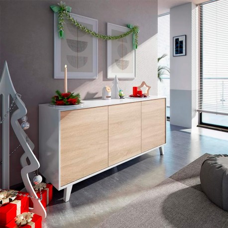 Aparador ZIKO - branco e carvalho