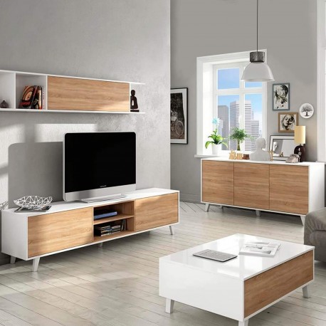 Aparador ZIKO - branco e carvalho