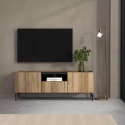 Móvel TV BERGEN - carvalho escuro e preto