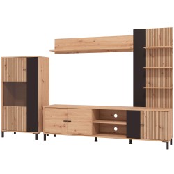 Estante TV AVIGNON - carvalho artesanto e preto