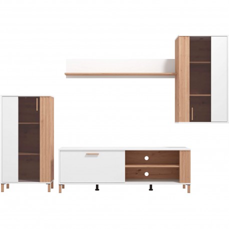 Estante TV BASTIA - carvalho artesanto e branco Estante TV BASTIA - carvalho artesanto e branco