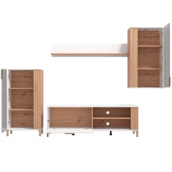 Estante TV BASTIA - carvalho artesanto e branco Estante TV BASTIA - carvalho artesanto e branco