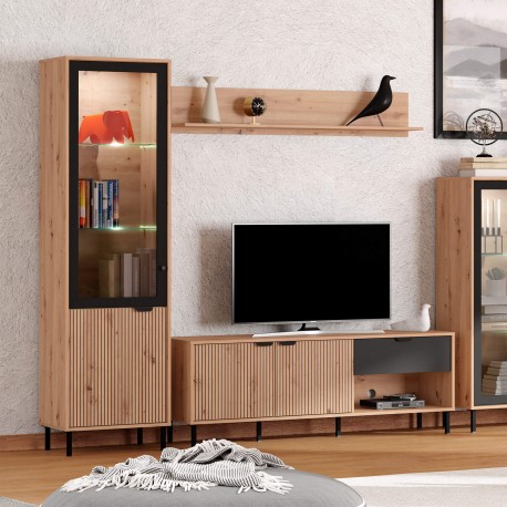 Vitrine MAYENNE - carvalho artesanato e preto