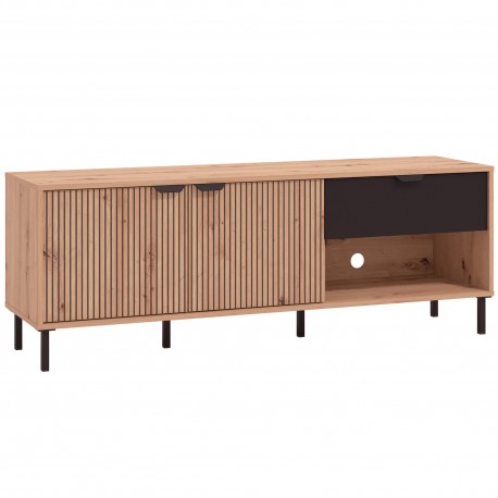 Móvel TV MAYENNE (150cm) - carvalho artesanto e preto