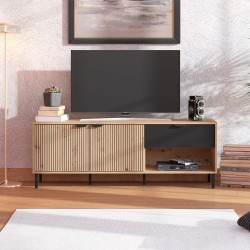 Móvel TV MAYENNE (150cm) - carvalho artesanto e preto