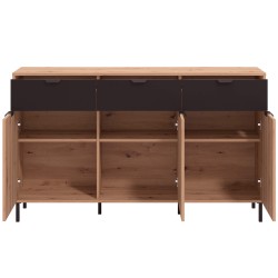 Aparador MAYENNE - carvalho artesanato e preto