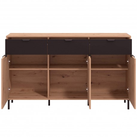 Aparador MAYENNE - carvalho artesanato e preto