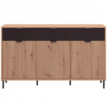 Aparador MAYENNE - carvalho artesanato e preto