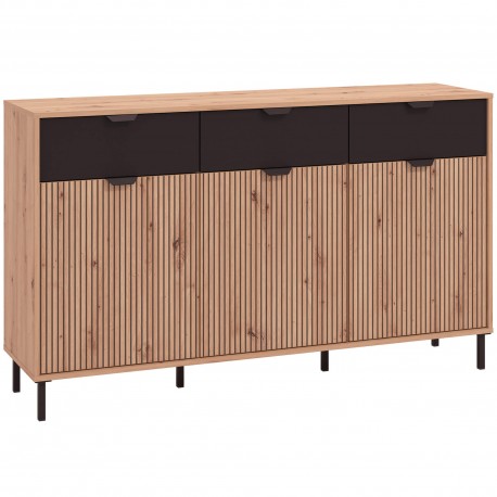 Aparador MAYENNE - carvalho artesanato e preto