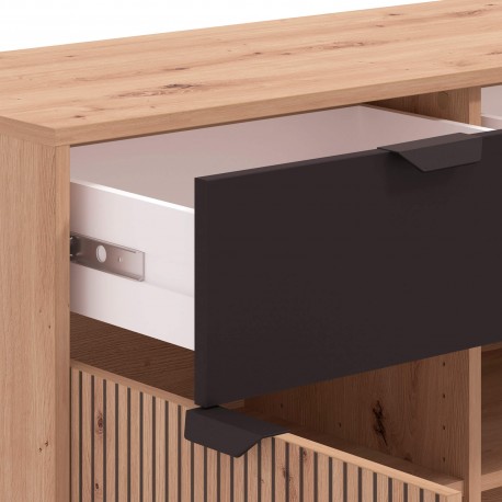 Aparador MAYENNE - carvalho artesanato e preto