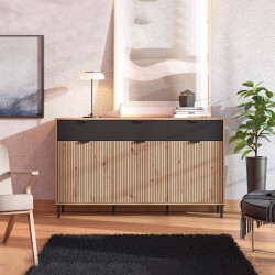 Aparador MAYENNE - carvalho artesanato e preto