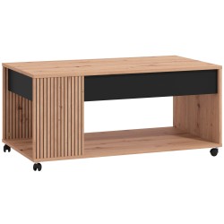 Mesa de centro MAYENNE com 1 gaveta - carvalho artesanato e preto