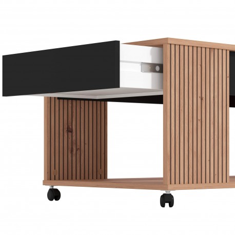 Mesa de centro MAYENNE com 1 gaveta - carvalho artesanato e preto