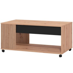 Mesa de centro MAYENNE com 1 gaveta - carvalho artesanato e preto