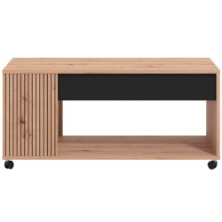 Mesa de centro MAYENNE com 1 gaveta - carvalho artesanato e preto