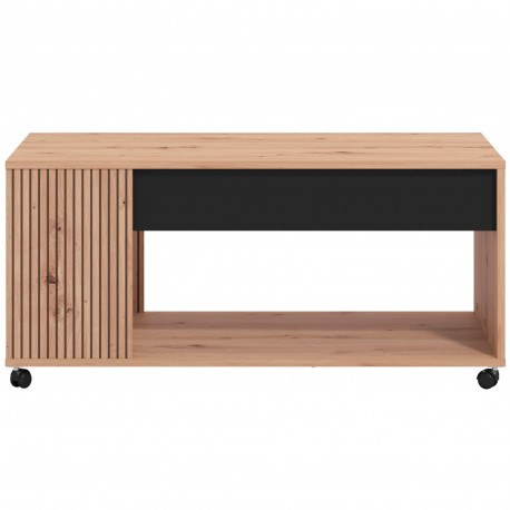 Mesa de centro MAYENNE com 1 gaveta - carvalho artesanato e preto