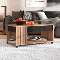 Mesa de centro MAYENNE com 1 gaveta - carvalho artesanato e preto