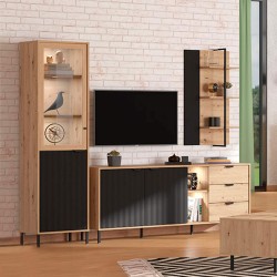 Vitrine VANDEA - carvalho artesanato e preto