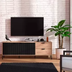 Móvel TV VANDEA (157cm) - carvalho artesanato e preto