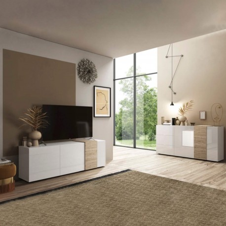 Aparador VENUS - branco e carvalho Aparador VENUS - branco e carvalho