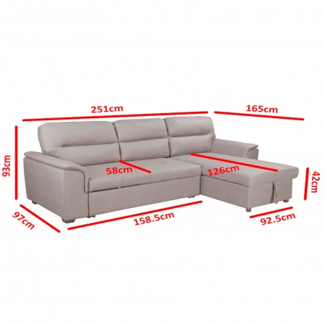 Sofa Chaise Lounge Reversivel ALMIRA c/cama e Bau - Sofas with Chaise Longue