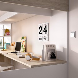 Cama alta reversível GASPAR com secretária e roupeiro - Carvalho e Branco