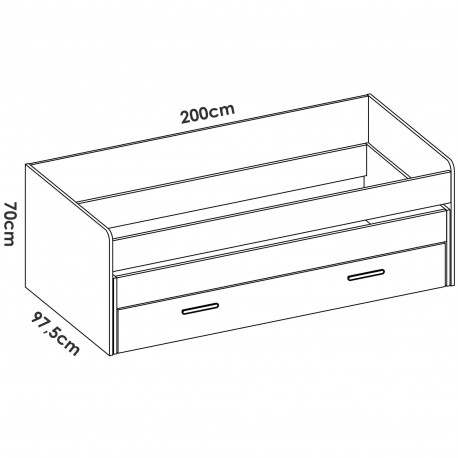 Cama compacta com gaveta PENA-carvalho Cama compacta com gaveta PENA-carvalho
