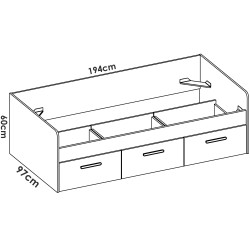 Cama de solteiro MEKA - branco