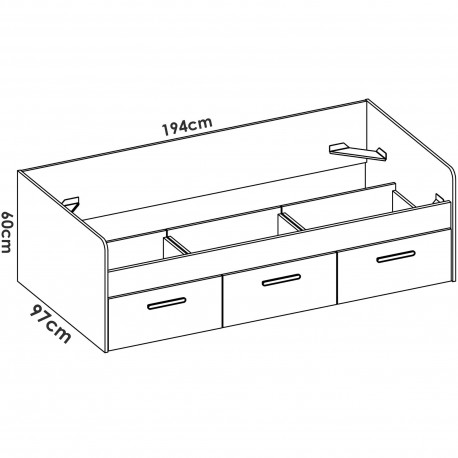 Cama de solteiro MEKA - branco