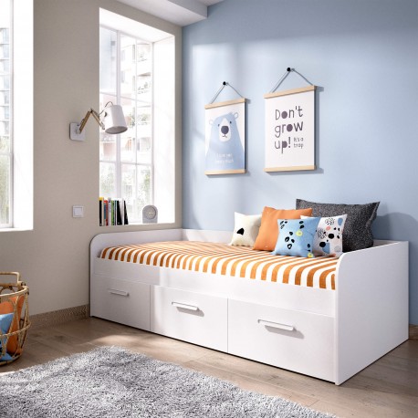 Cama de solteiro MEKA - branco Cama de solteiro MEKA - branco