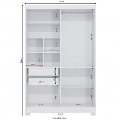 Roupeiro PORTMAN (143cm) - Closet with Running Doors