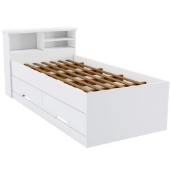 Cama de solteiro JOLIE com gavetas branco