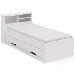 Cama de solteiro JOLIE com gavetas branco