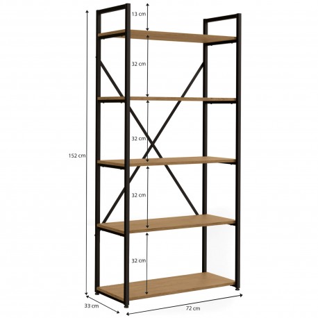 Estante Alta ROBERTS carvalho e preto